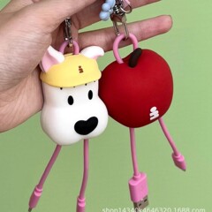 Tagi.《哈哈苹果》鼓鼓可爱网球挂件数据线 iphone/Type-C 充电包