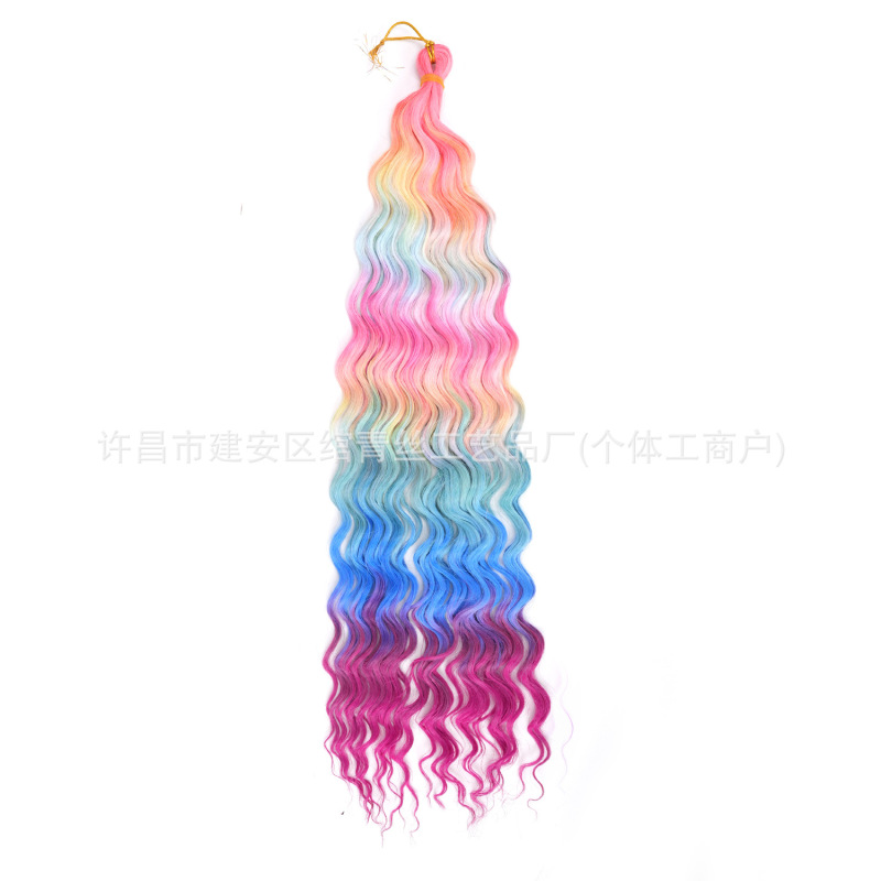 国境を越えた新製品グラデーションカラーディープツイストロングカーリーヘアディープウェーブヘアエクステンションカール三つ編みヘア|undefined