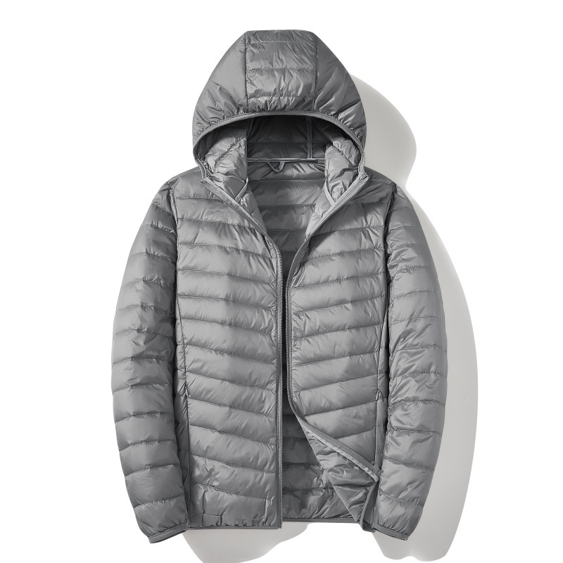 Winter Lightweight Double-Open down Jacket with Hood, Popular Thin down Jacket, Fashionable Casual Hooded down Jacket