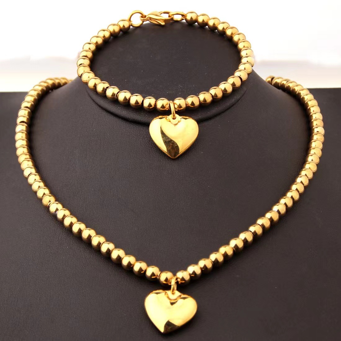 Sweet Heart Shape Alloy Plating Women's Bracelets Necklace display picture 1