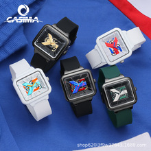 CASIMA卡斯曼OG系列街頭潮流工業風方形硅膠腕表國潮運動情侶手表