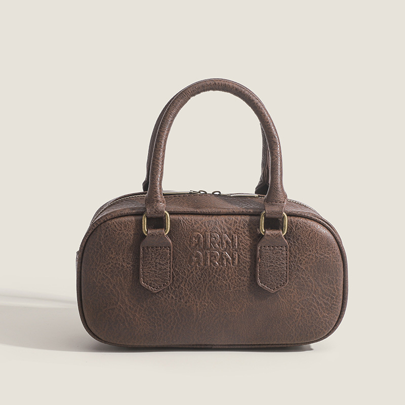 2024 new trendy niche design retro bowling bag versatile commuter hand-held shoulder crossbody small square bag