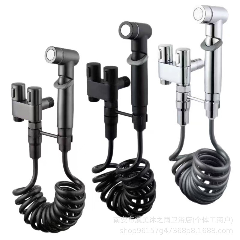 Toilet Bidet Spray Gun Flush Valve, One Inlet and Two Outlet Faucets, Angle Valve with High-Pressure Water Gun for Toilet and Bathroom Feminine Washing
