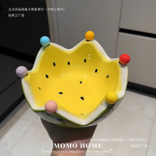 高颜值沙拉碗果叉水果叉水果盘甜品盘大容量可爱西瓜陶瓷套装家用