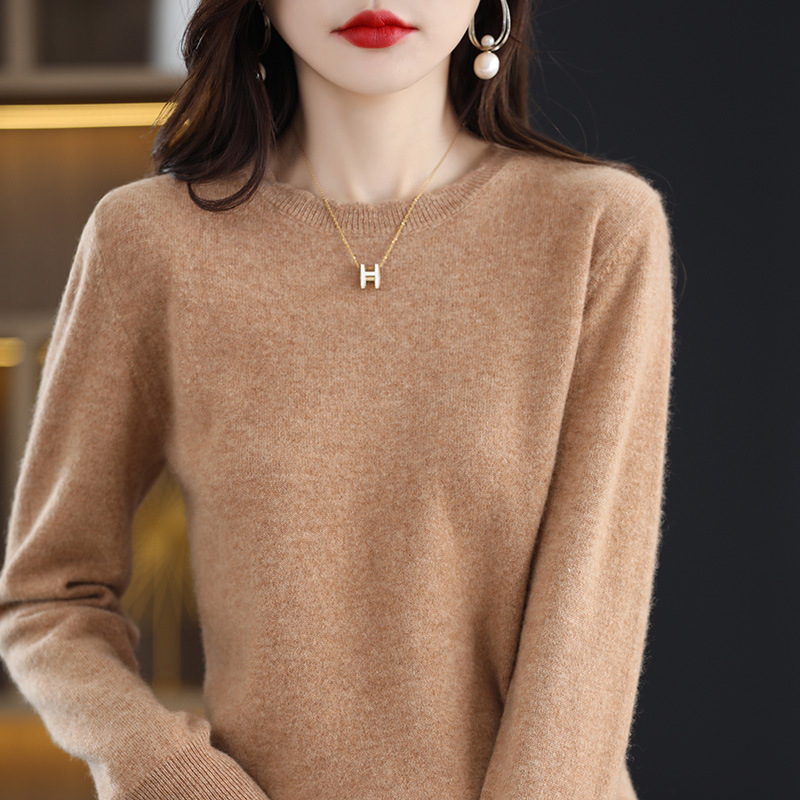 Wool Blend 2026 Spring New Women's Round Neck Loose Lace Knit Base Sweater Short Pullover Sweater