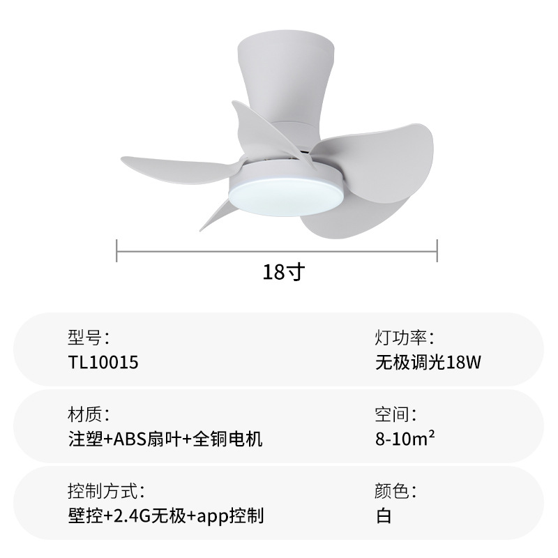 Ventilador de Techo con Luz de ABS y Cobre, Silencioso y Protección Ocular, para Sala de Estar y Dormitorio