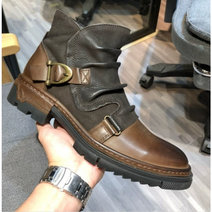 Ботинки Martens высокие коричневые с молнией, рифлёная подошва, размеры 38–48