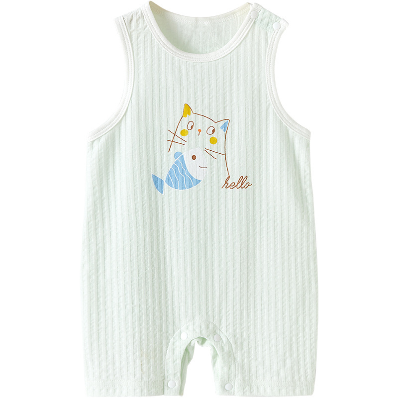 Ropa de bebé de una pieza, ropa de verano para recién nacidos, hombres y mujeres, chaleco delgado sin mangas, mampara de algodón, ropa de verano para bebés image 6