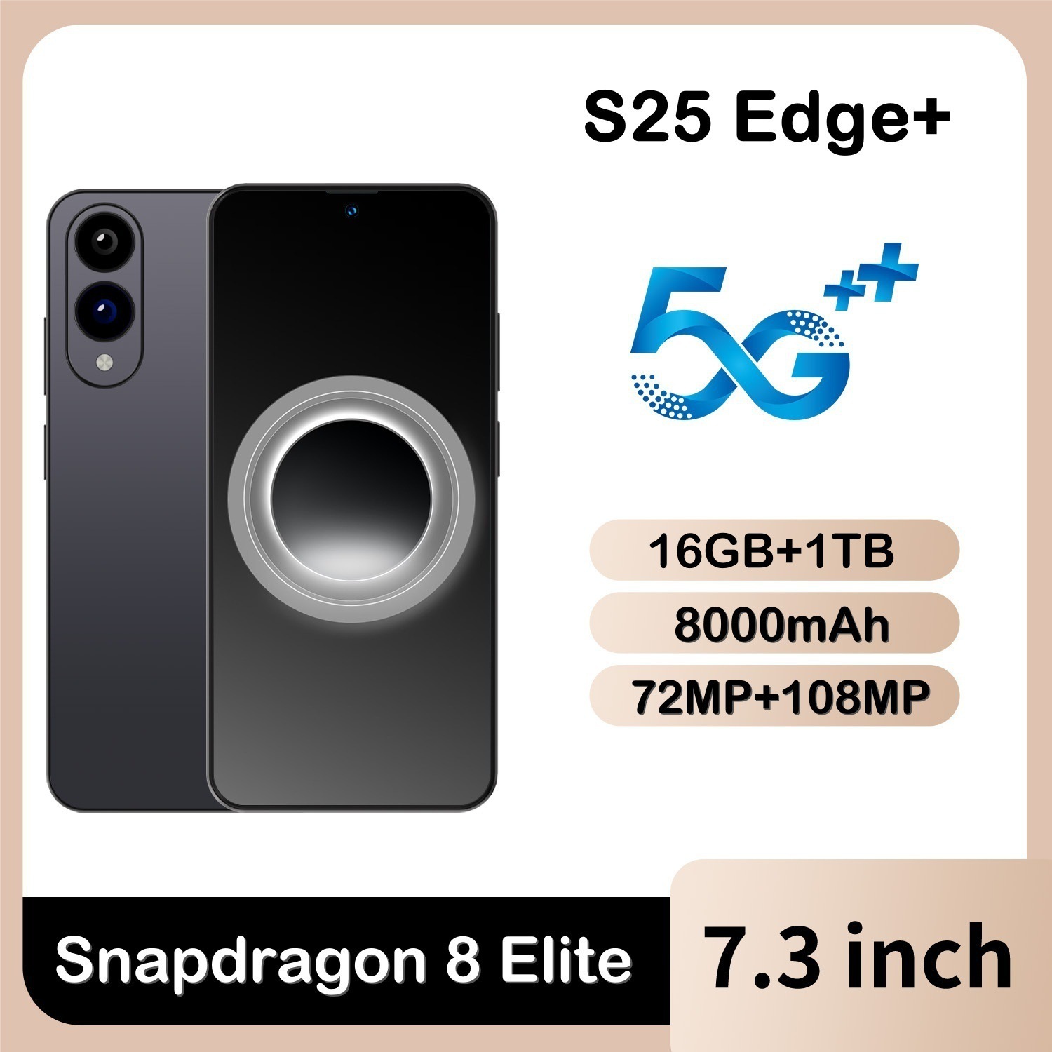 Cross-Border Best-Selling Smartphone S25 Edge+ Android Phone 7.3 Large Screen 16+1t Mobile Phone Source Manufacturer