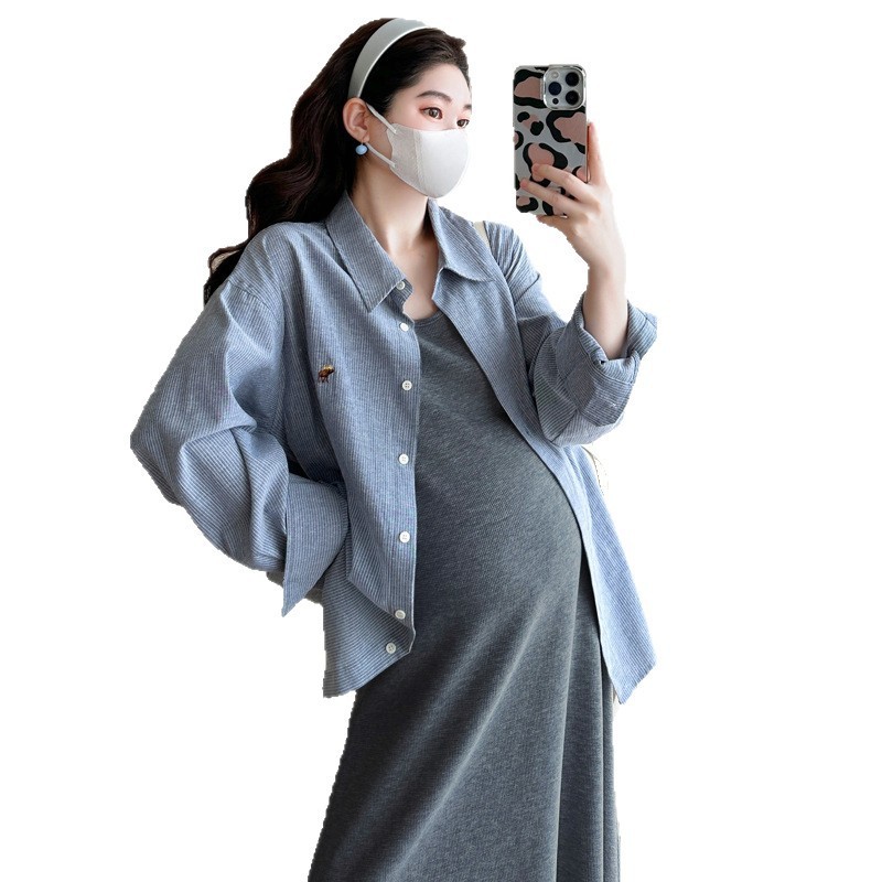 孕妇秋装连衣裙2025新款潮妈孕期穿搭慵懒风背心裙子两件套秋冬季|undefined