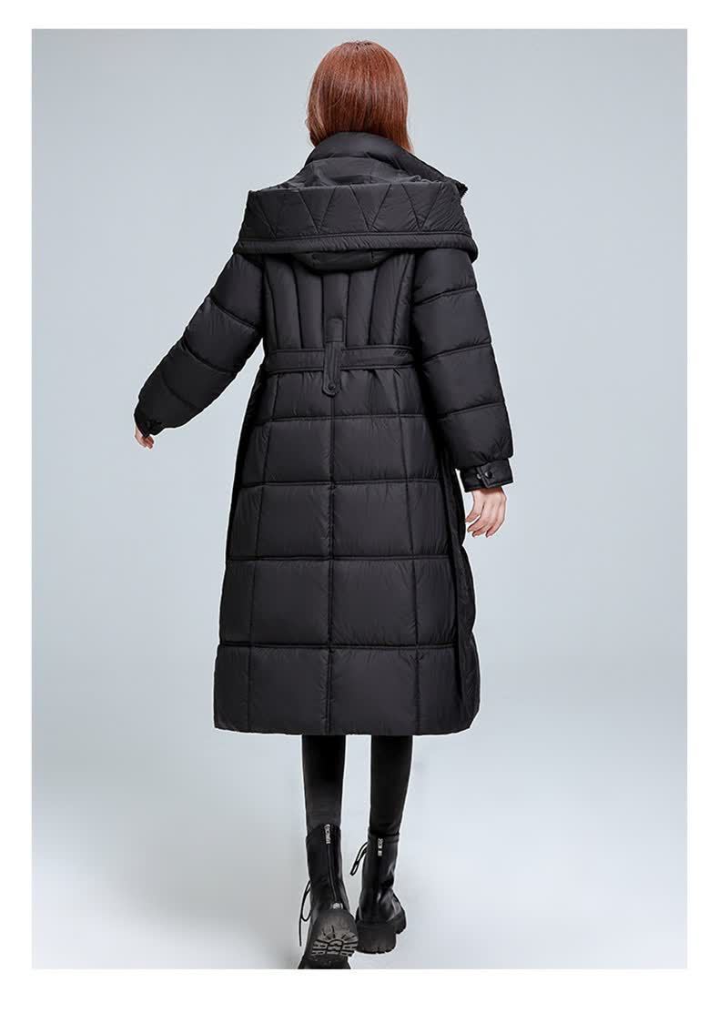 Dames gewatteerde winterjas met capuchon lange puffer jas_voghion.com
