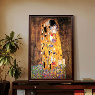 Klimt's Famous Hand-Painted Oil Painting French American Retro Abstract Decorative Painting Living Room Entrance Restaurant Hanging Painting