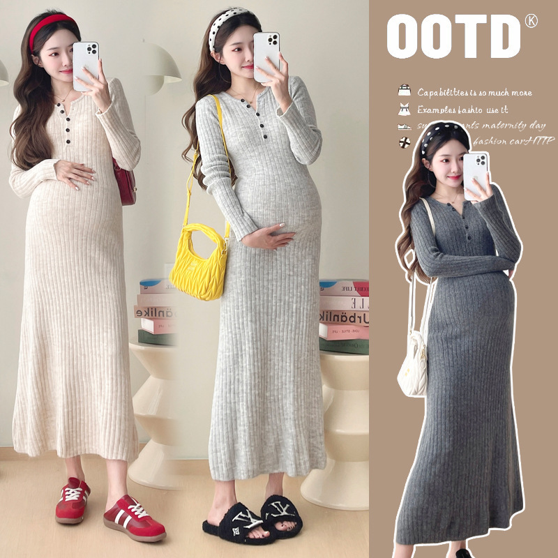 Maternity Wear Autumn 2025 New Dress Long French Slim Fit Versatile Bottoming Outing Spring & Fall Skirt Maternity Wear Autumn 2025 New Dress Long French Slim Fit Versatile Bottoming Outing Spring & Fall Skirt