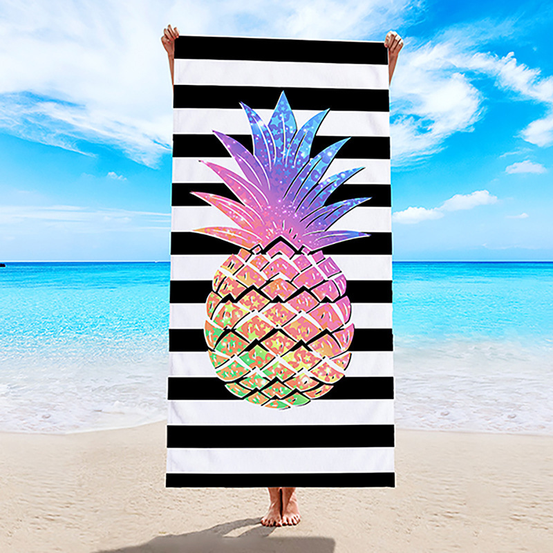 Amazon toalla de playa de tela de toalla de doble cara europea y americana toalla de baño de playa de microfibra impresa transfronteriza