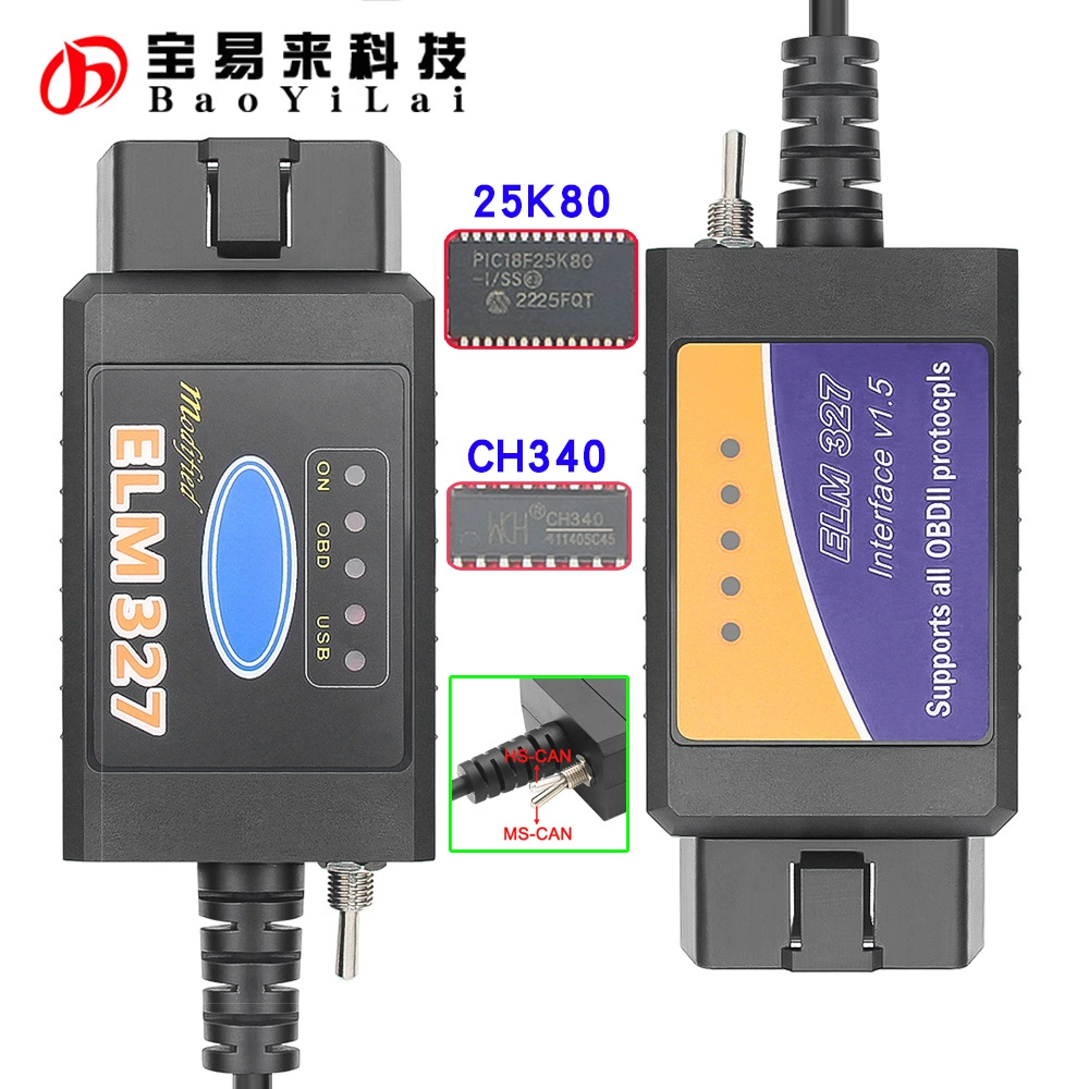 Кабель USB OBD 327 с переключателем для FoCCCus FORScan ELM 25K80