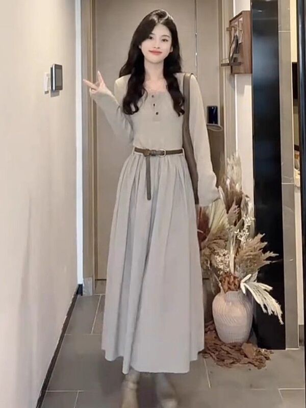 2025新款秋季流行风格法式长袖连衣裙子女装初早秋气质感连衣裙|undefined