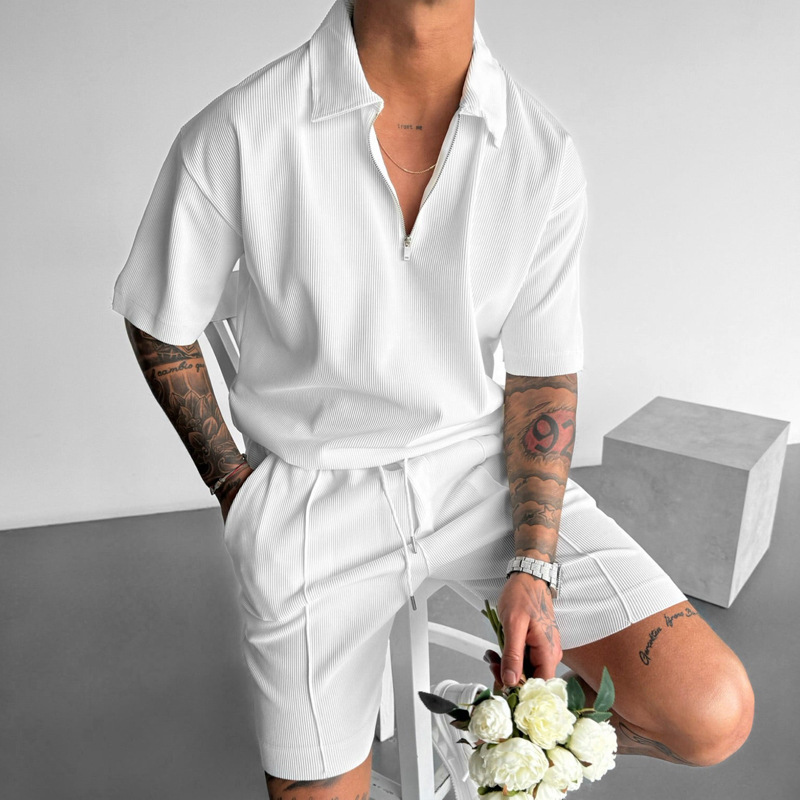 Shorts Sets Sets Type 2 Pieces Set Quantity Casual Occasion Men's Solid Color Casual Turndown Short Sleeve Loose Men's Sets