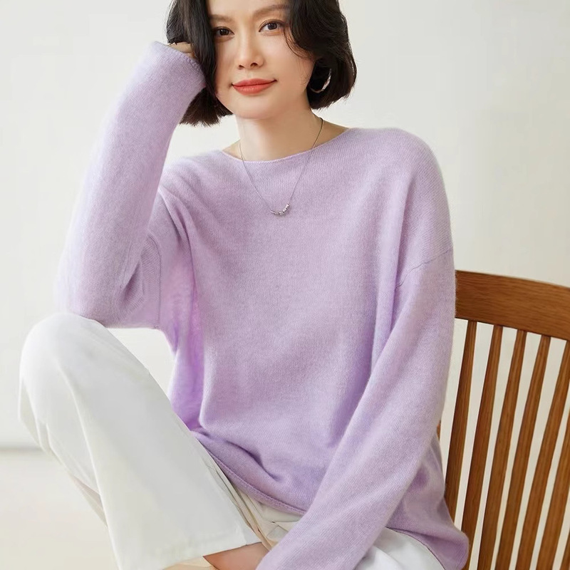 薄くて微透け感のあるカシミヤセーター女性用2024秋新作長袖ブラウスレイジースタイルニットトッププルオーバー|undefined