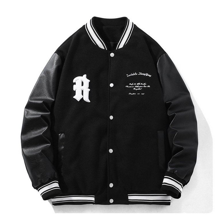 Herrenbekleidung Handtuch Schwiegermutter Stickerei Herren Frühlings- und Herbstkleidung gespleißt PU-Leder Retro plus dicke übergroße Jacke Baseballuniform_voghion.com