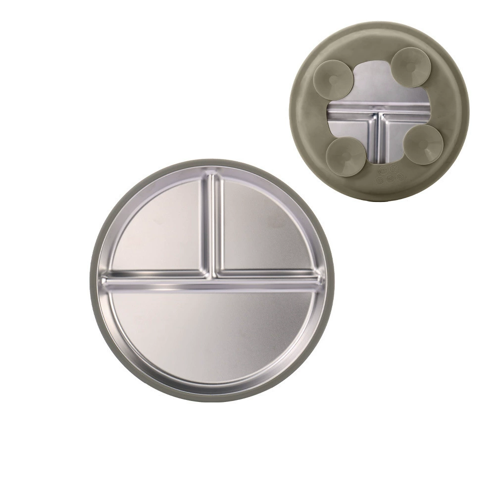 Silicone children's dinner plate stainless steel, tableware, set, diameter 20mm