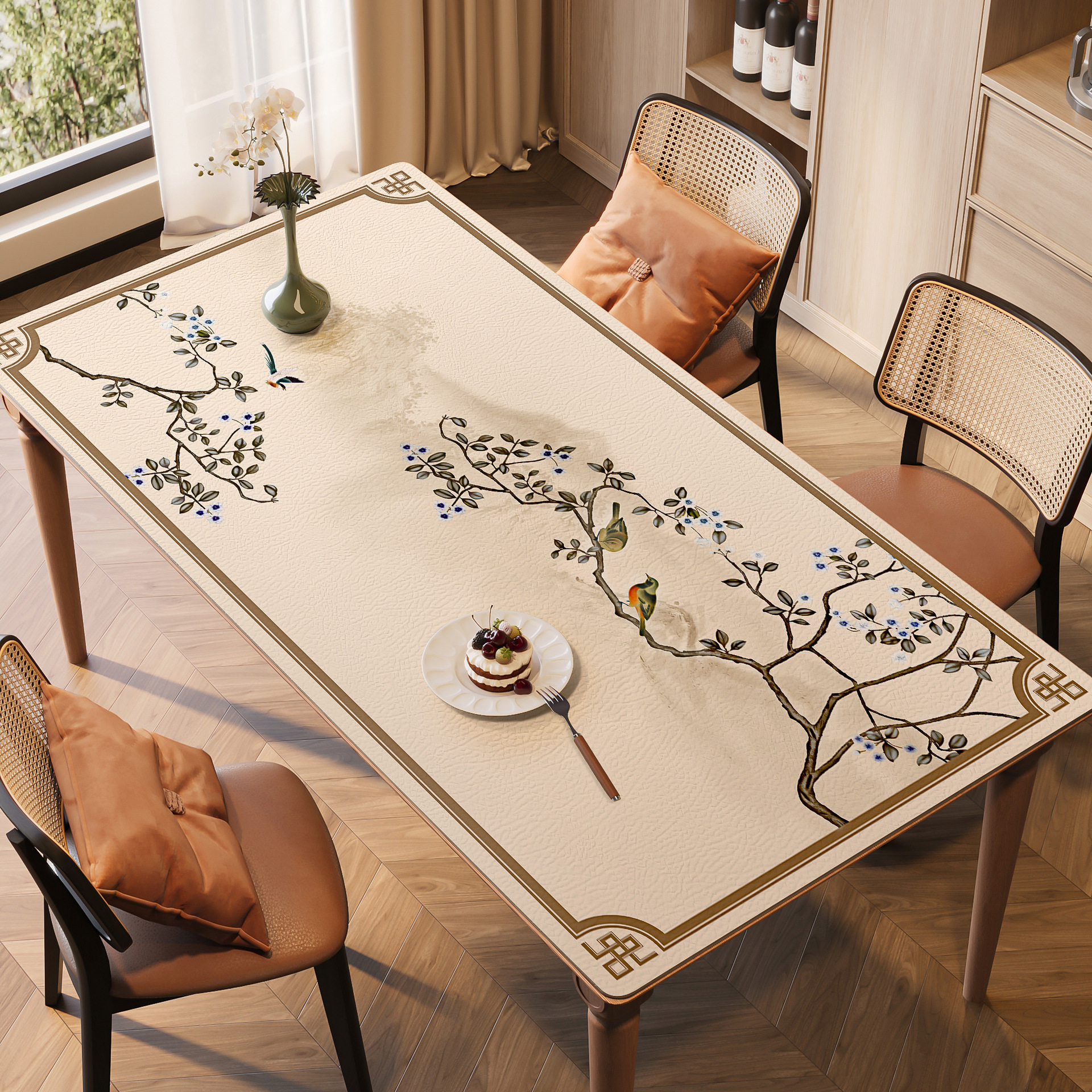 Alta sensación de toallas de mesa de estilo medieval almohadilla de mesa impermeable a prueba de agua a prueba de aceite a prueba de quemaduras sin lavado almohadilla de mesa de té retro almohadilla de protección de escritorio