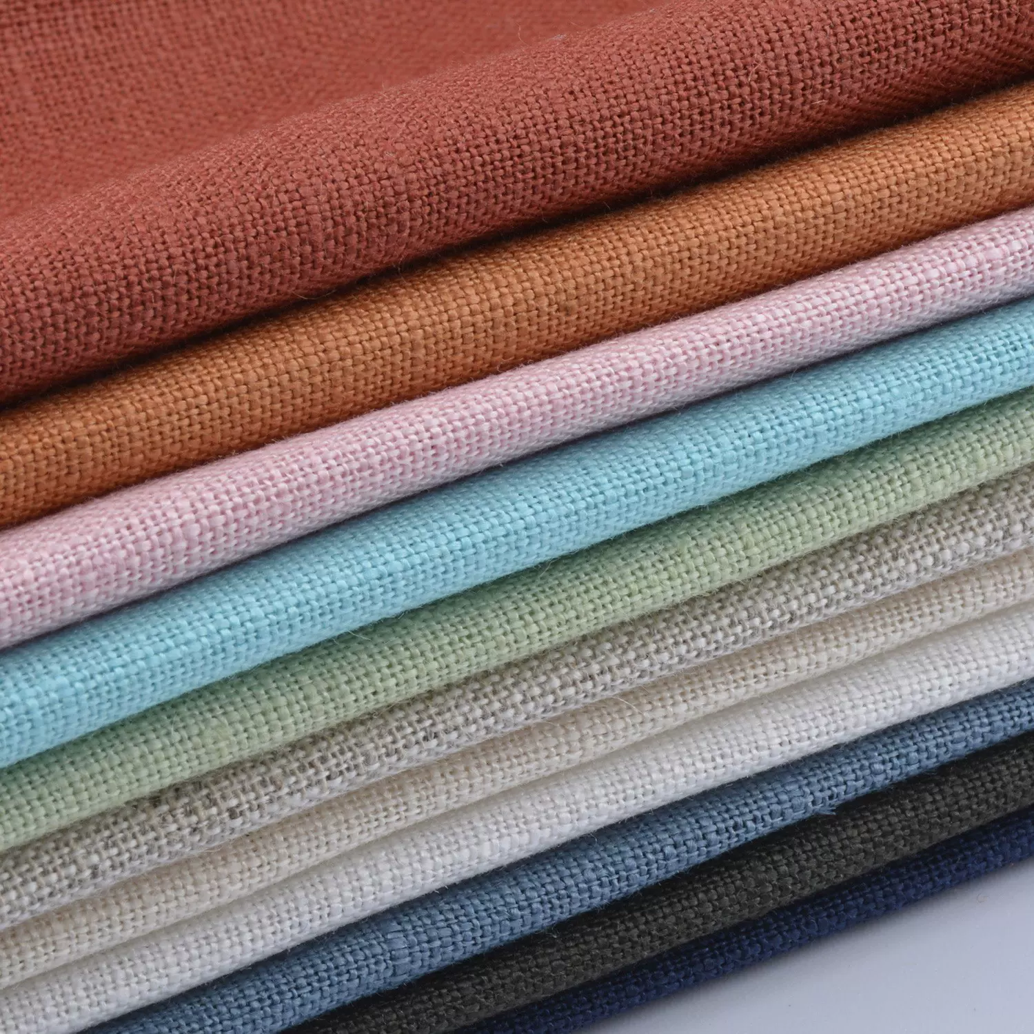 100纯亚麻面料色布做服装连衣裙麻布布料染色面料做沙发鞋材布料