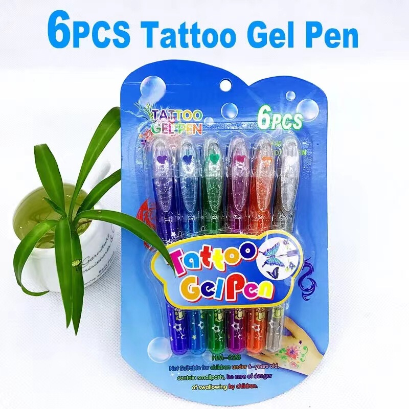 Factory wholesale painted tattoo pen children flash refill body color DIY pen office writing stationery supplies Factory wholesale painted tattoo pen children flash refill body color DIY pen office writing stationery supplies