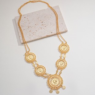 Cross-Border New Women's Long Necklace Ancient Coin Pendant Necklace Ethnic Jewelry Photo Jewelry