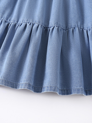 Retro Elastic Waist Patchwork Denim Half Skirt for Women Spring Summer Slimming Medium Length A-line Umbrella Skirt Multi-layer