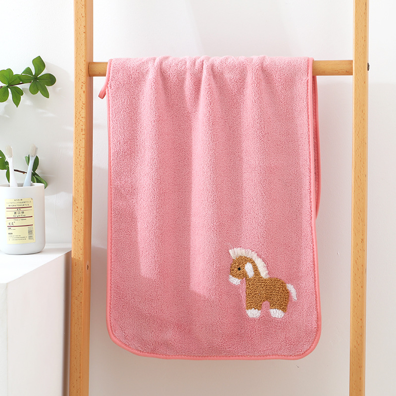 자수 포니 타월 핑크