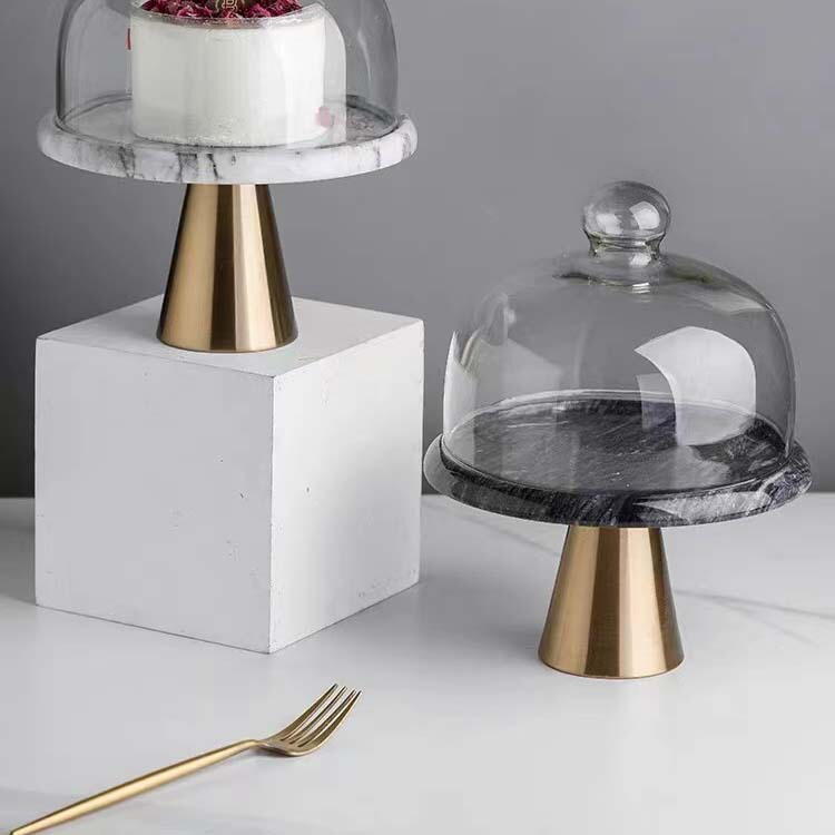 Nordic Light Luxury Marble Cake Table Shelf Dessert Table Afternoon Tea Snack Display Plate High-foot Jewelry Tray