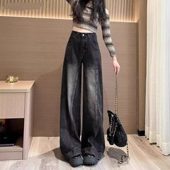 アメリカのレトロなハイウエストのジーパンの女性の春と秋の新型のデザイン感が現れます。