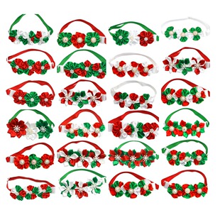 Cross-Border Hot Selling Christmas Pet Bows, Flower Petals, Bows, Headwear, Dog Bows, Bows in Stock