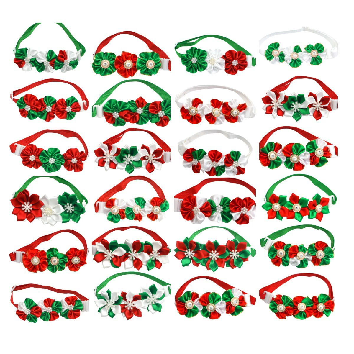 Горячие продажи трансграничных рождественских бантов для домашних животных, лепестков цветов, бантов, головных уборов, бантов для собак, бантов на складе