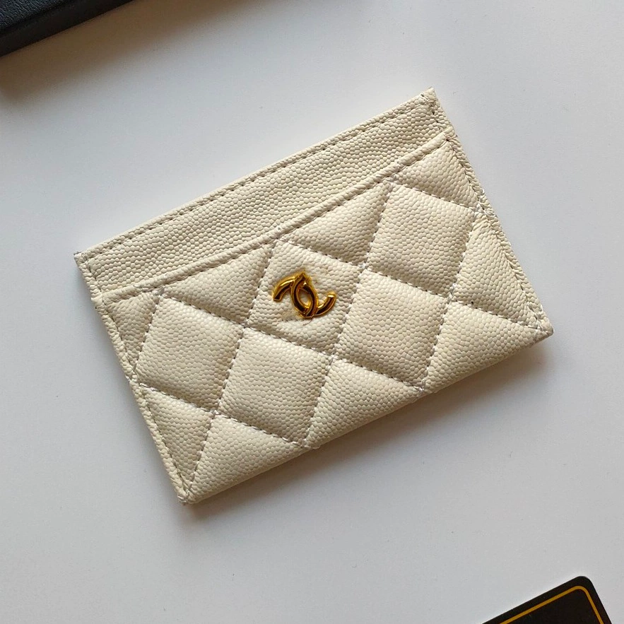 Кардхолдер (стиль Chanel) из натуральной кожи, стеганый тонкий кошелек, 7.5×11.2×0.5 см, мультicolor