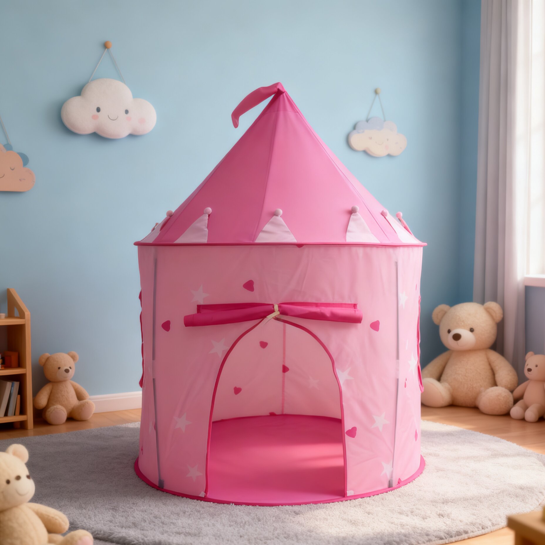 Procesamiento personalizado tienda de campaña para niños princesa castillo secreto casa de juegos bebé cama interior portátil pequeña tienda de campaña
