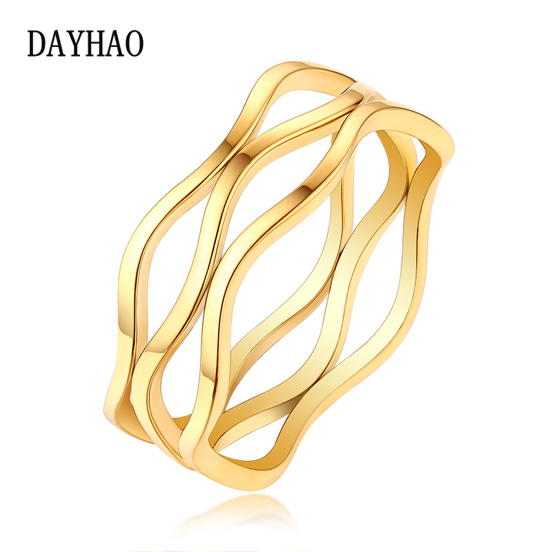 Small design geometric wavy ring stainless steel for men and women