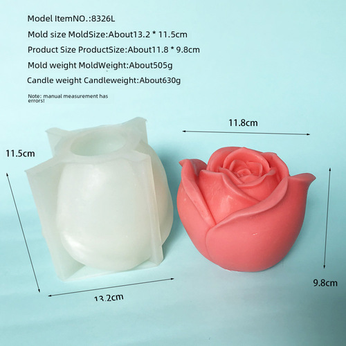 Large Rose Scented Candle Silicone Mold for Valentine's Day, Rose-Shaped Chocolate Mousse & Gypsum Molds – Model 8326LMS