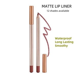 Cross-Border Beauty 12-Color Matte Waterproof Lip Liner Long-Lasting Non-Fading Wooden Lip Pencil Lipliner Lipstick Pencil