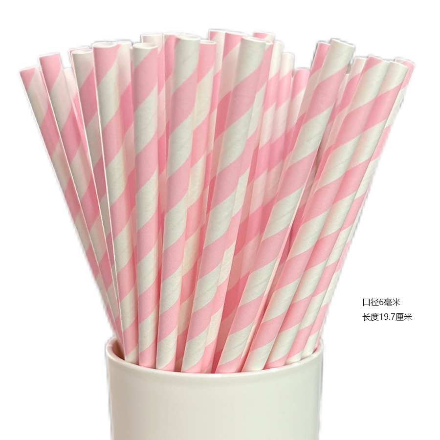En stock paja de papel desechable al por mayor de papel degradable paja de papel raya papel paja leche té color multicolor tubo de papel