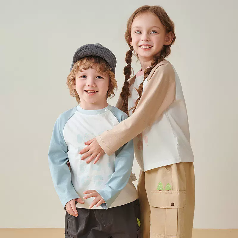 儿童T恤长袖春秋款纯棉男女宝宝长袖拼色单上衣婴儿秋装小童打底