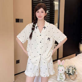 实拍夏季新款莱赛尔天丝棉睡衣女韩系娃娃领甜美可爱家居服套装
