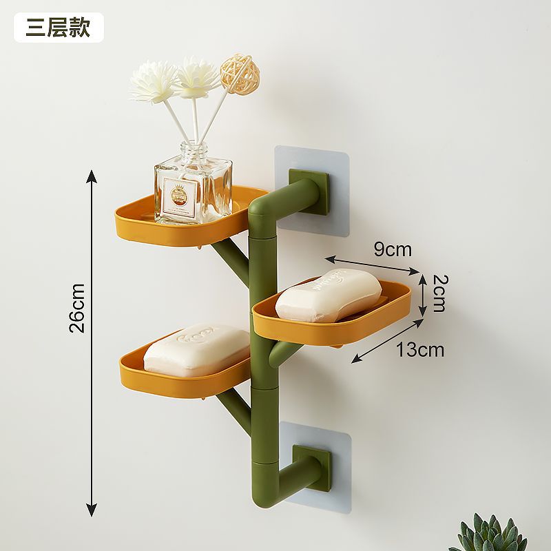 Caja de jabón colgada en la pared para inodoro giratorio drenaje de agua sin perforación de perforación de jabon multicapa colgada en la pared