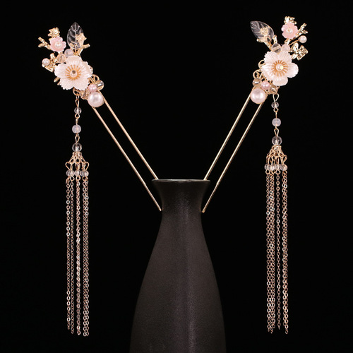 Hanfu Accessory Hairpin Ancient Costume Headpiece Women's Hair Accessory Ancient Style Fringe Hair Comb Fairy-Tale Hair Pin Fairy Set Women's Step Locket