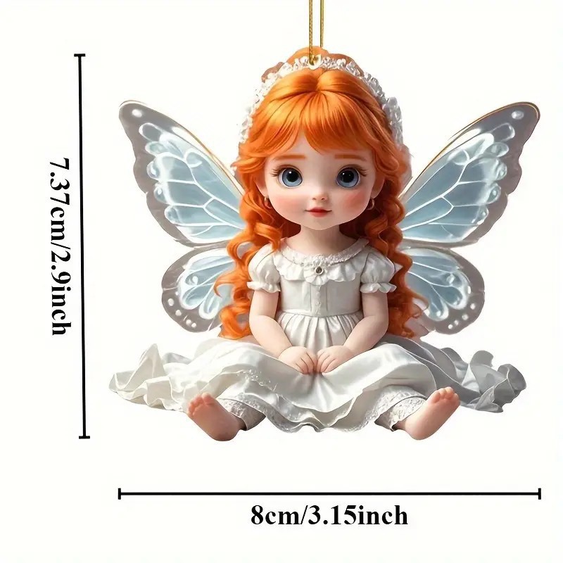 Cross-border nuevo lindo ángel acrílico colgante espejo retrovisor de automóvil colgante plano decoración de regalos de vacaciones