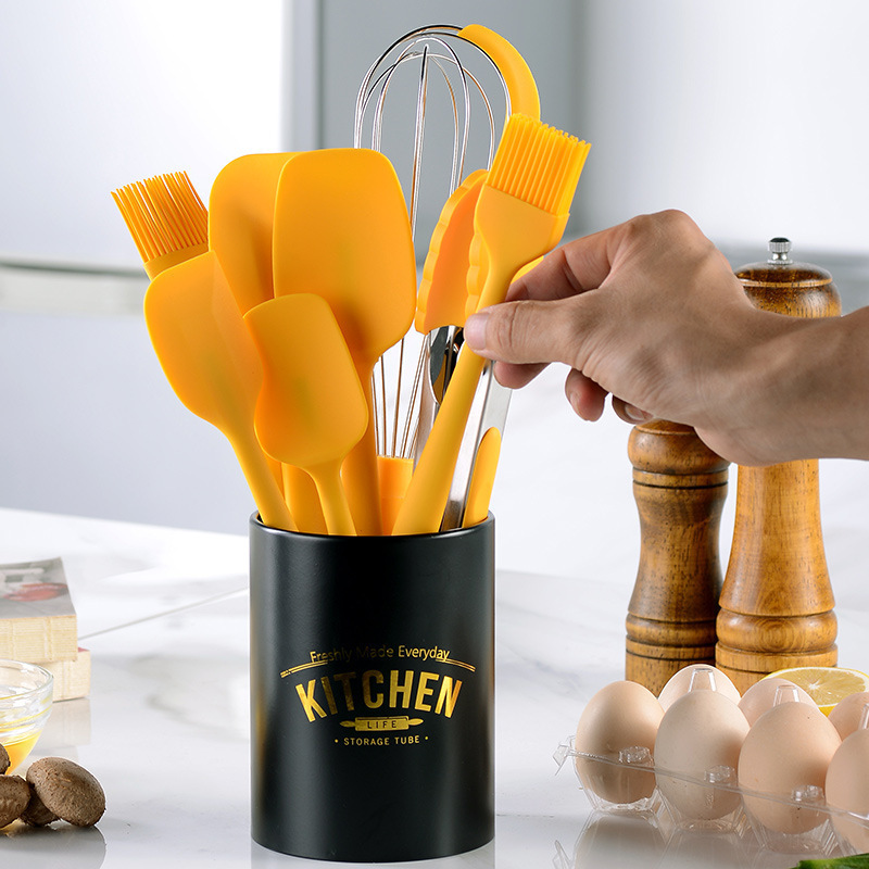 8 piezas de cepillo de aceite de horneado cuchara set pala pastel espátula batidor de huevos mini set de herramientas de cocina de cocina amarillo