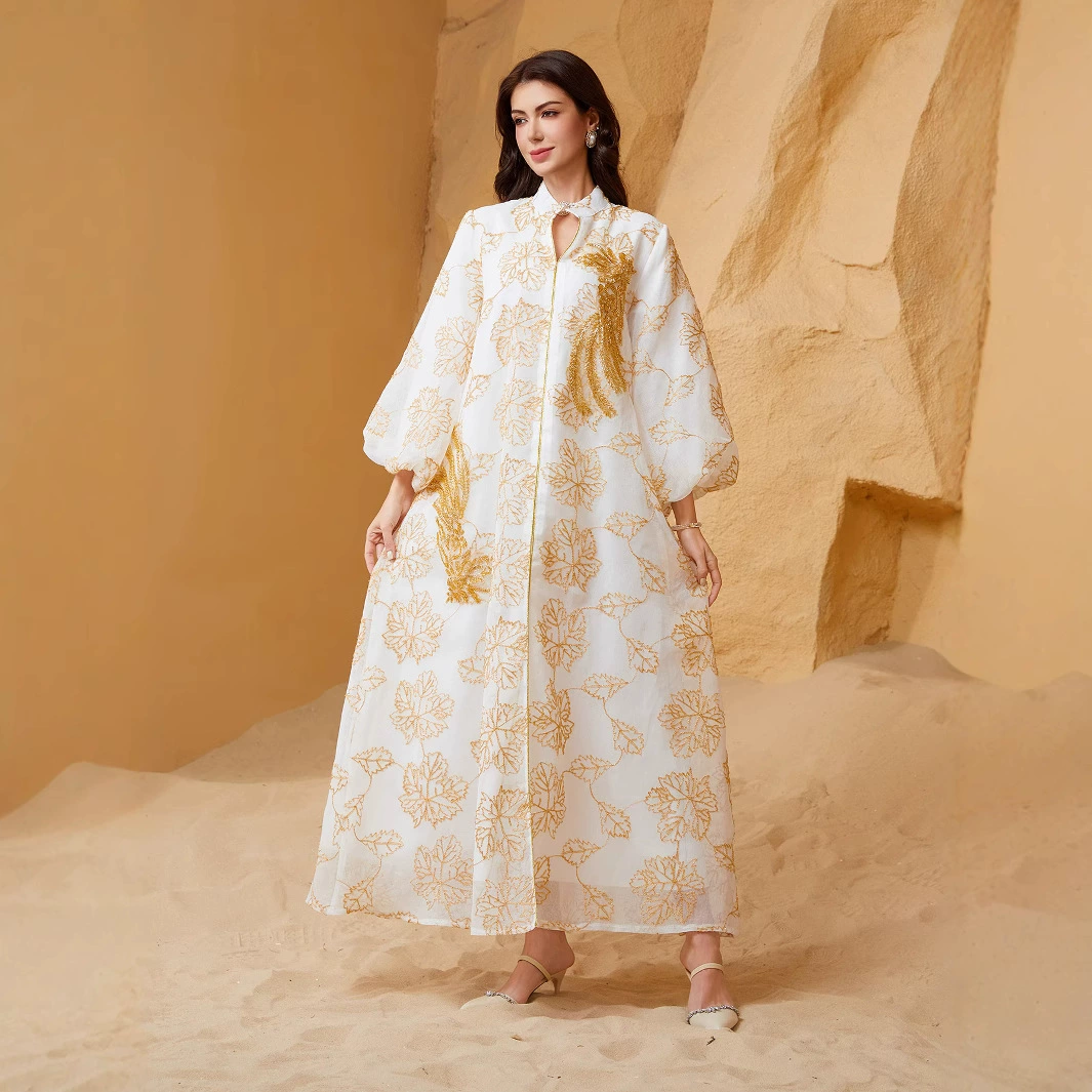 SW67 Вечернее платье для женщин с пайетками, пышными рукавами и этническим мусульманским дизайном для трансграничных регионов Ближнего Востока, джалабия