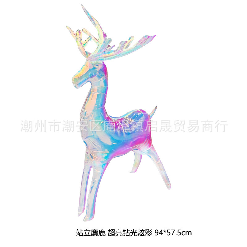 跨境特大号站立麋鹿气球金色渐变圣诞派对新年节日装饰布置雪橇|undefined