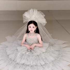 儿童礼服高端生日公主蓬蓬裙春秋新款女童走秀花童钢琴演出长裙