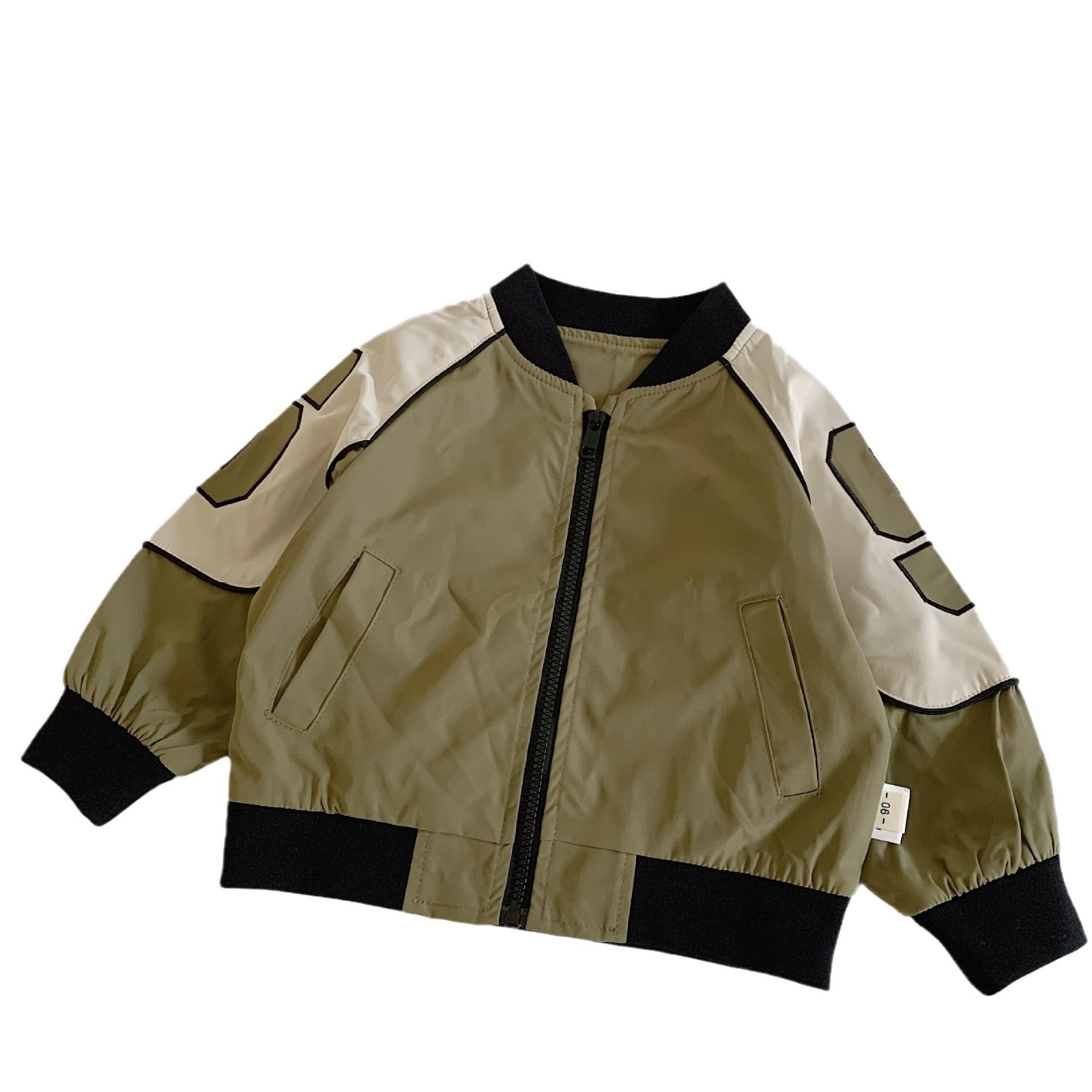 Mai Bao chaqueta infantil 2025 primavera nuevo niño color combinado camisa con cremallera universal niño guapo chaqueta de seguridad